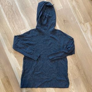 Dark Grey Merino Wool Tunic Hoodie